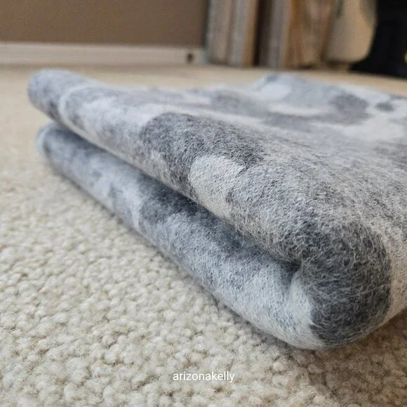 NWOT Grey Knit Camo Scarf Wool Alpaca - Picture 10 of 13